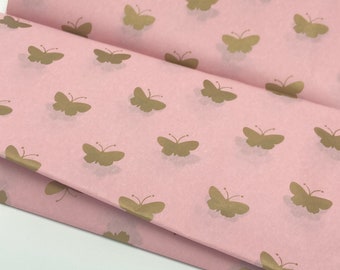 Gold Butterfly Printed On Pink Luxury Tissue Paper Sheets-Perfect For Mothers Day-Easter-Baby Reveal-Gift Wrapping-Eco Friendly Gift Box