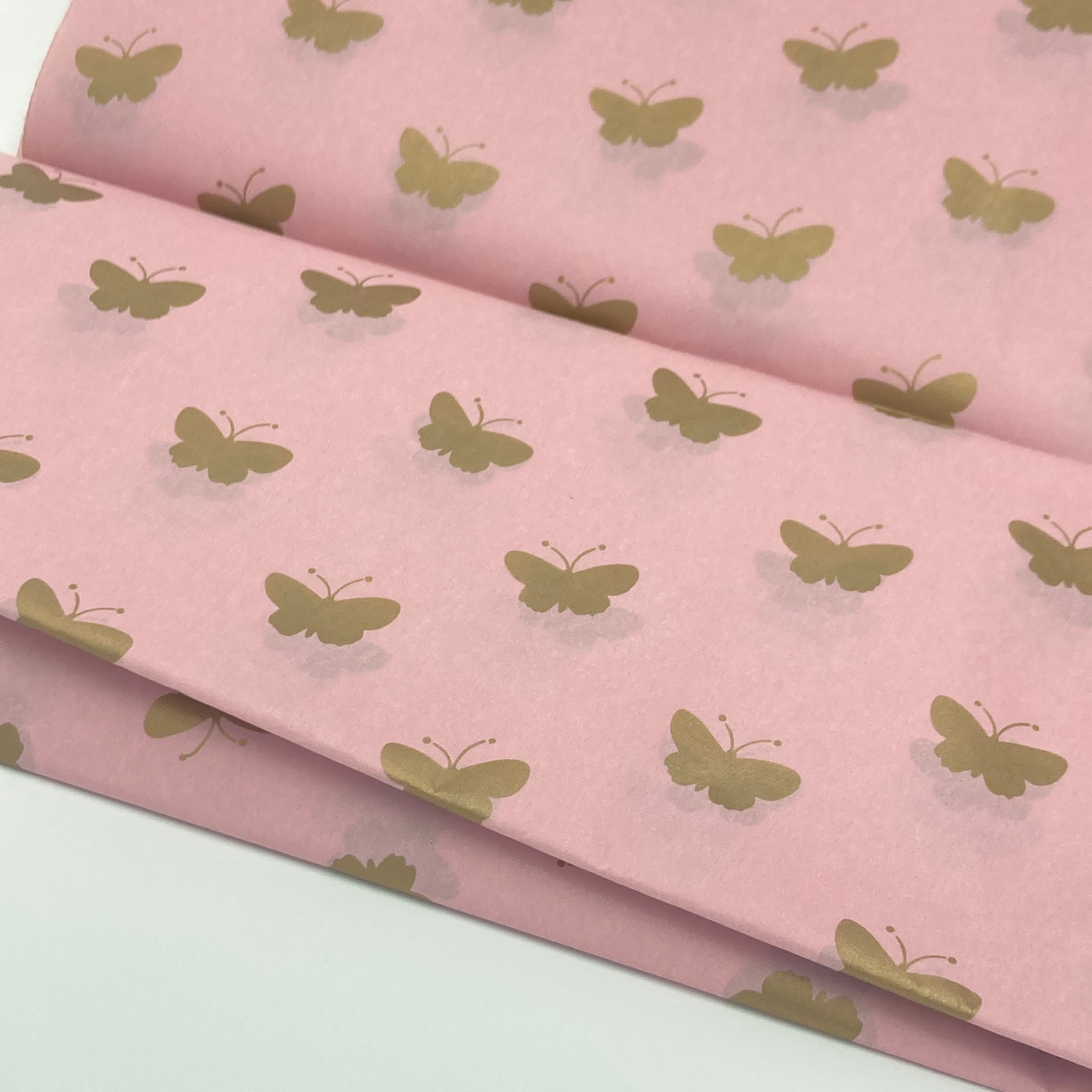 Pink Butterfly Friendly Flowers Wrapping Paper, Pink Wildflower