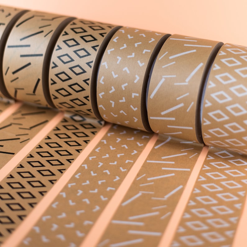 2 Kraft Packing Tapes-designer Printed Tape-recycled Packaging - Etsy