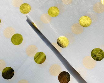 Gold Polka Dot Tissue Paper Sheets, Luxury Foil Tissue paper Birthday, Special Occasions, Gift Wrapping Paper, Luxury Eco Friendly Gift Wrap