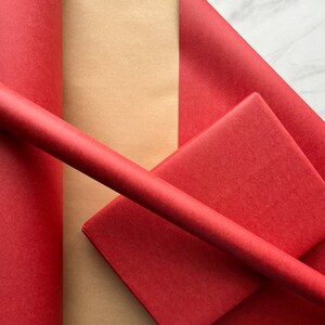 Matt Red Kraft Wrapping Paper, Sustainable Eco Friendly Kraft Paper, 100% Recycled & Recyclable, Luxury Sustainable Birthday Gift Wrap image 2