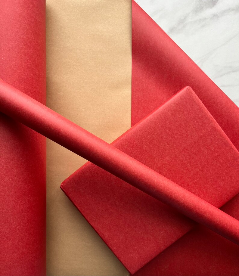 Matt Red Kraft Wrapping Paper, Sustainable Eco Friendly Kraft Paper, 100% Recycled & Recyclable, Luxury Sustainable Birthday Gift Wrap image 2