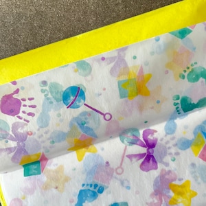 4 x Baby Print + 6 x Fogli di Carta Velina Gialla Resistente 17GSM Ecologica Naturale