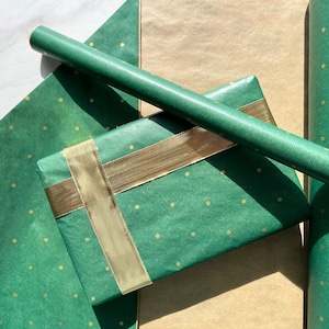 Carta da regalo a pois verde oro, carta da regalo, carta kraft ecologica e sostenibile, 100% riciclata e riciclabile, di lusso