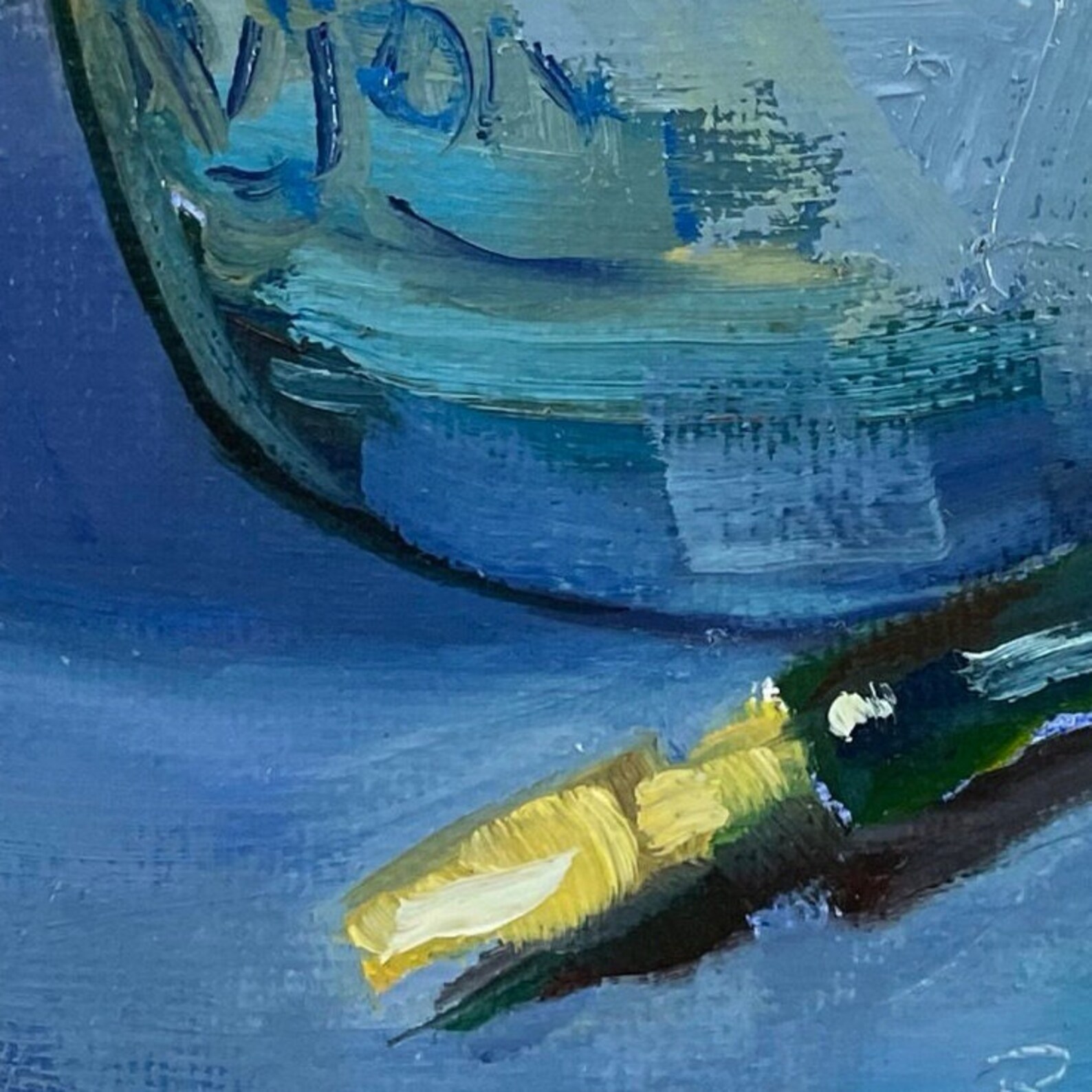 Mustard Jar With Pen Oil Painting on Canvas Board Etsy