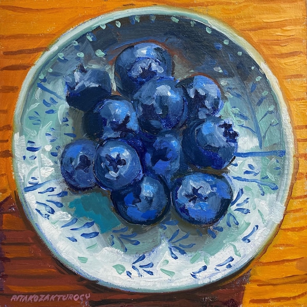 Breakfast Berries - oil painting on canvas board