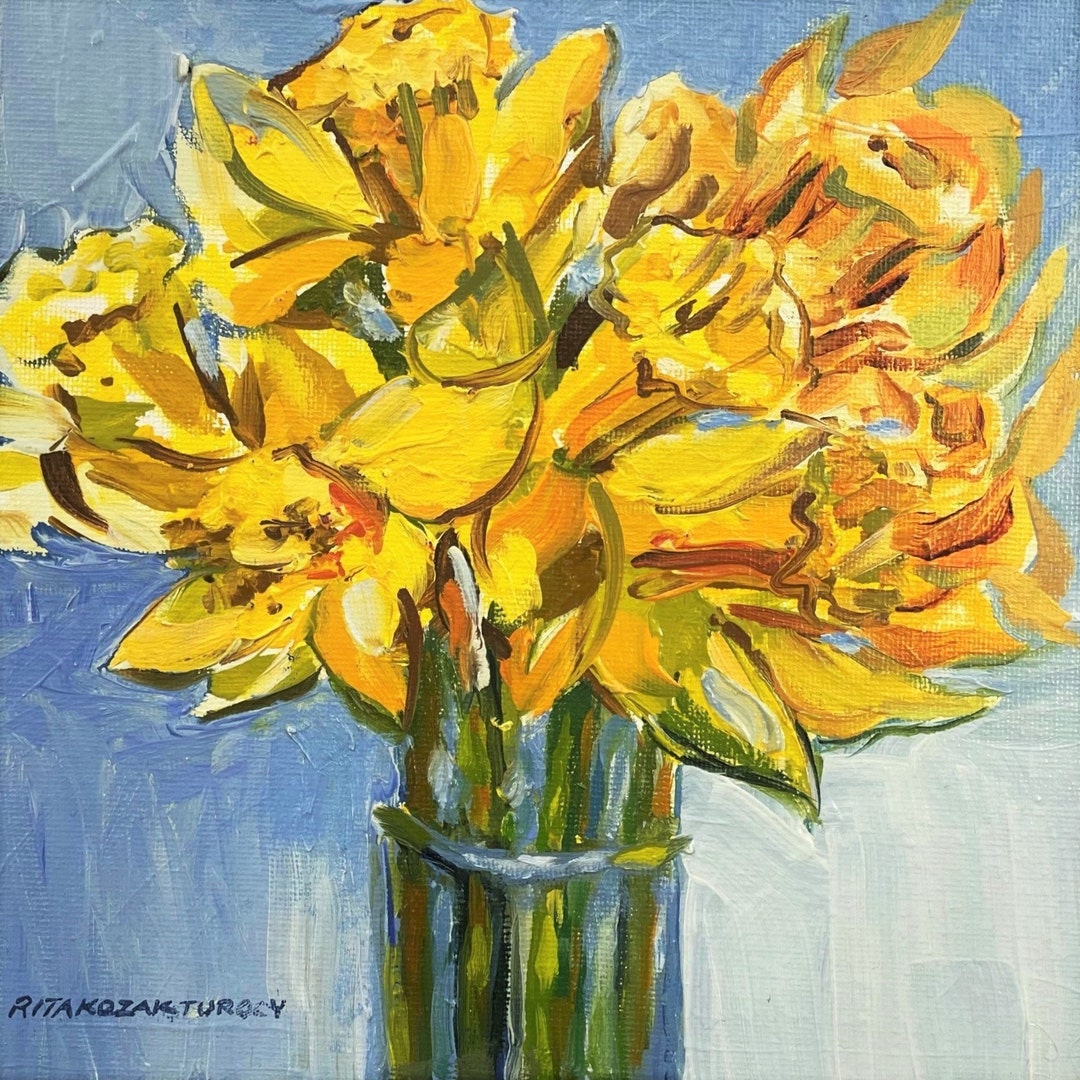Daffodil Bouquet - Oil Painting on Canvas Board - Etsy