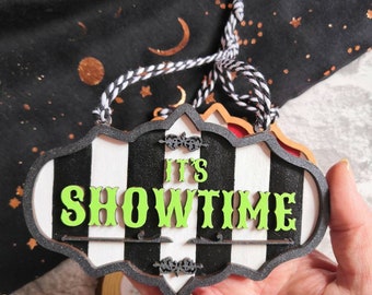 Handmade It's Showtime Beetlejuice inspired Mini Sign