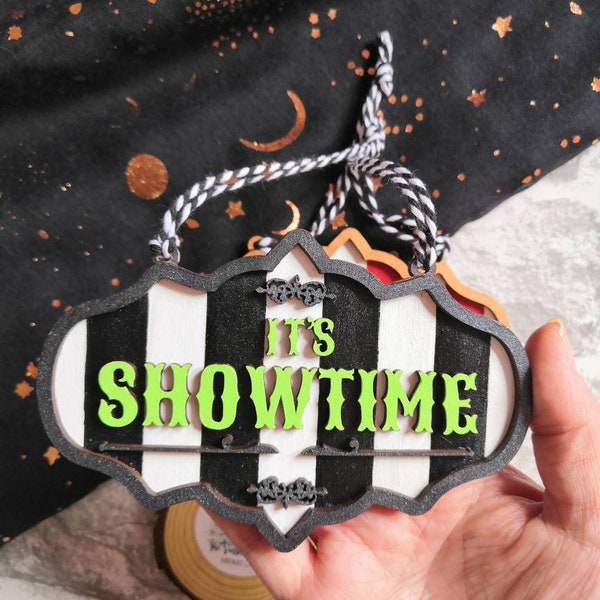 Handmade It's Showtime Beetlejuice inspired Mini Sign