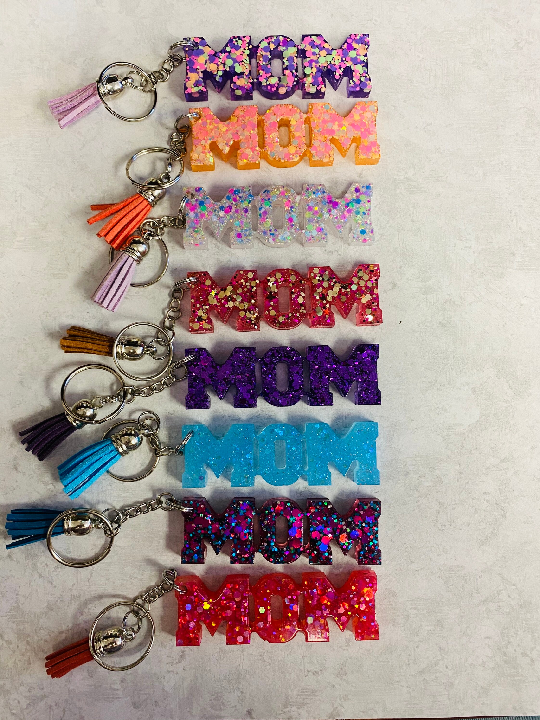 Keychain Mother Keychain Glitter Resin Keychain Mom Etsy