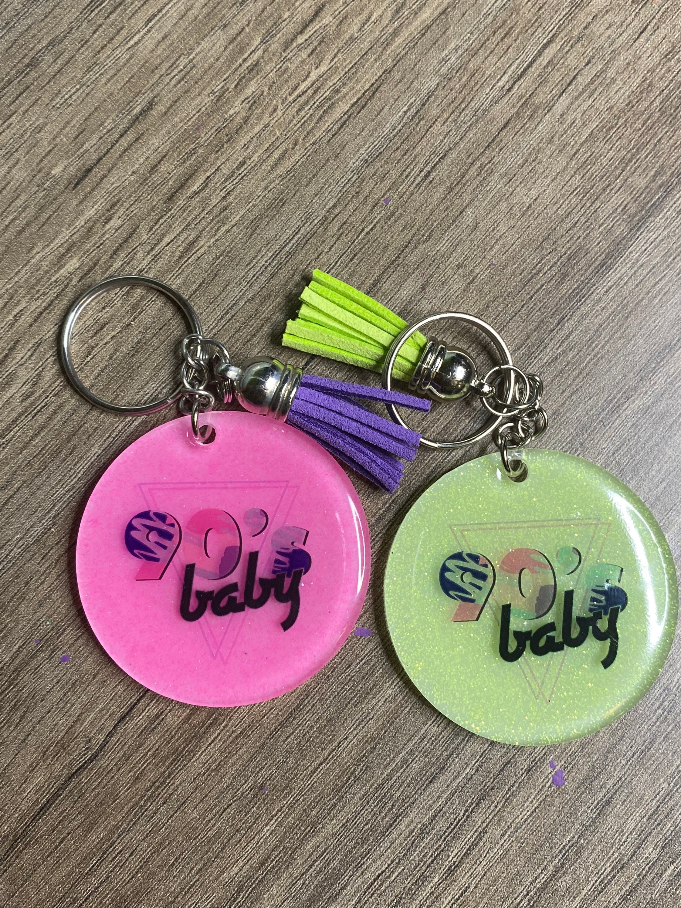 90s baby keychain Resin Keychains Glitter Keychain 90s Etsy