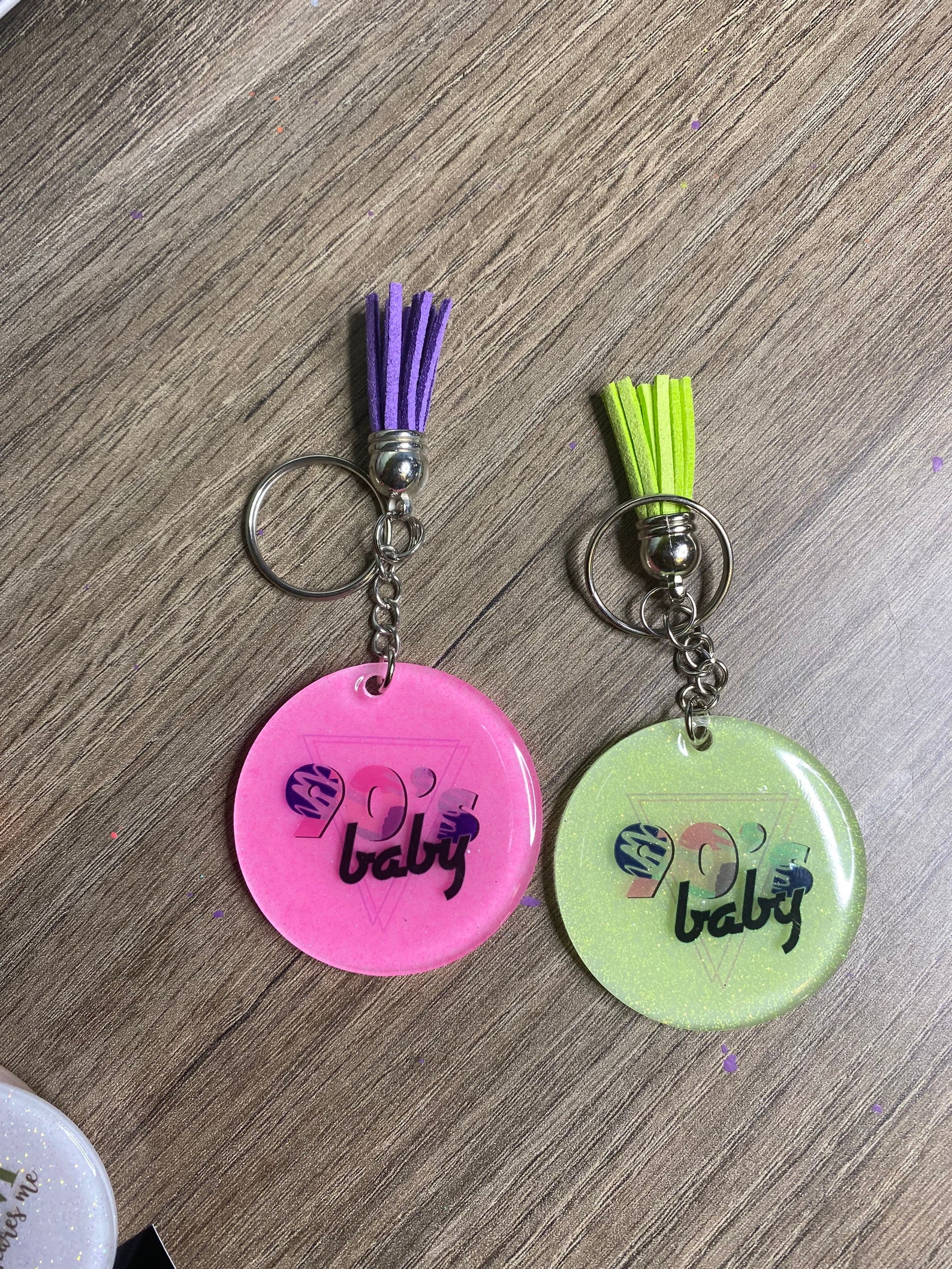 90s Baby Keychain Resin Keychains Glitter Keychain 90s Etsy