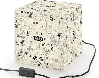 Dnd Black and White Pattern Light Cube Lamp