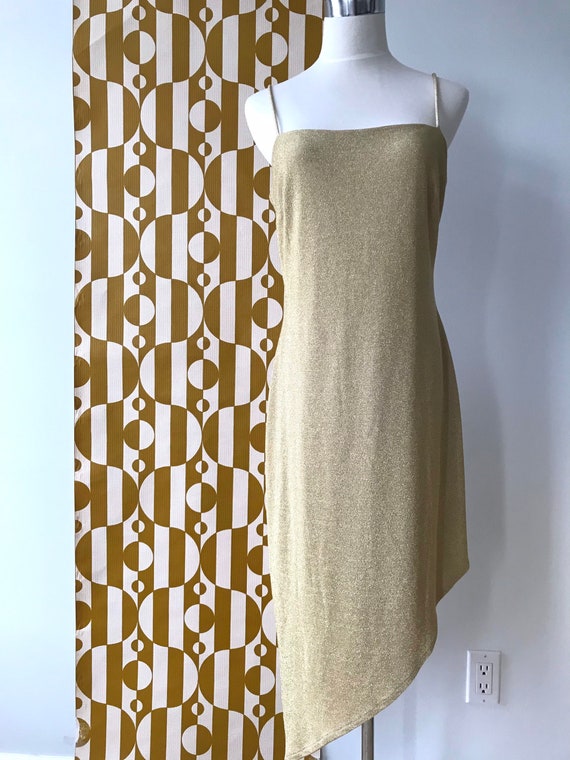 Vintage Strappy Gold Asymmetrical Dress
