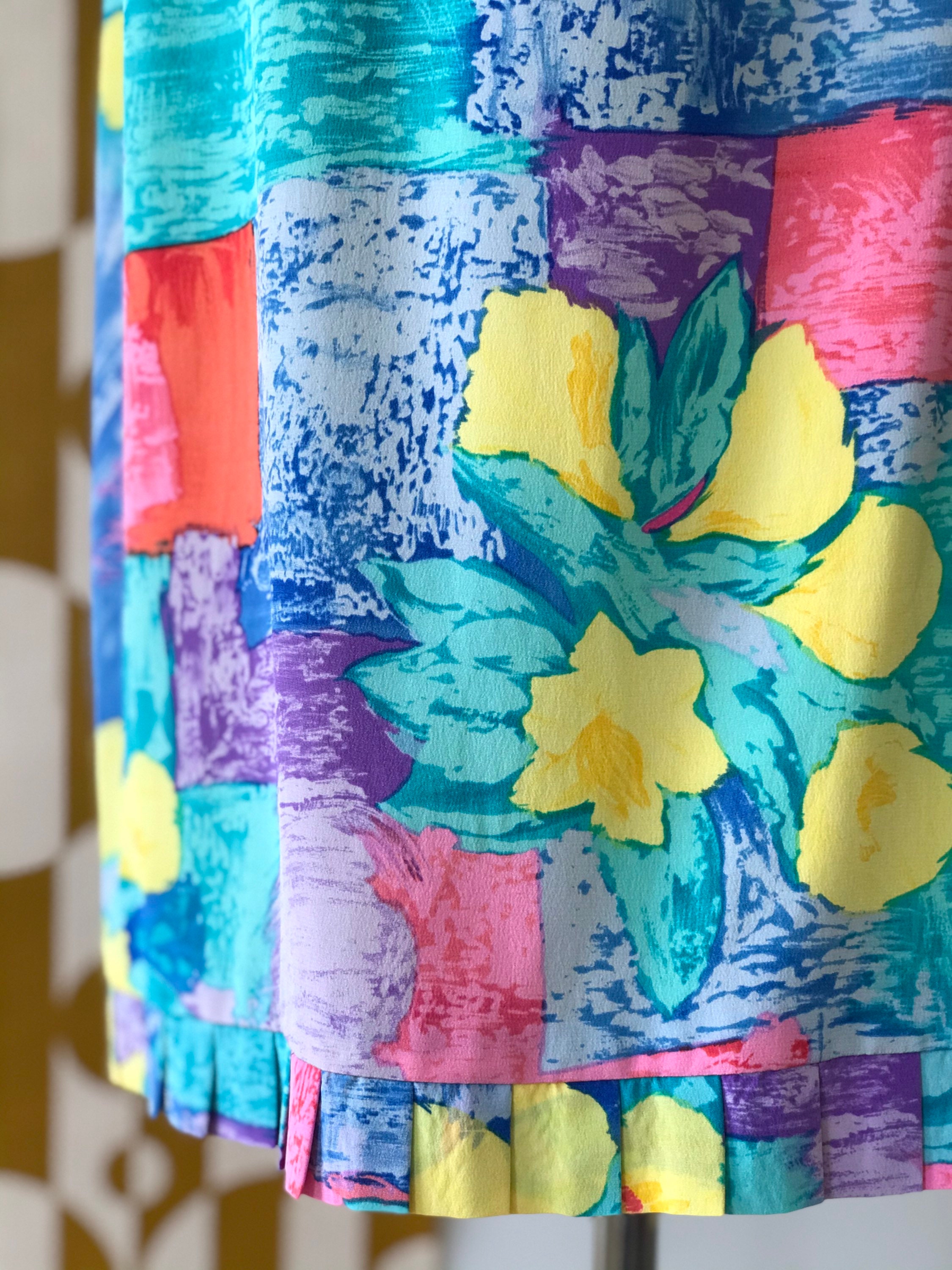 Vintage Liz Claiborne Silk Floral Dress Etsy Canada