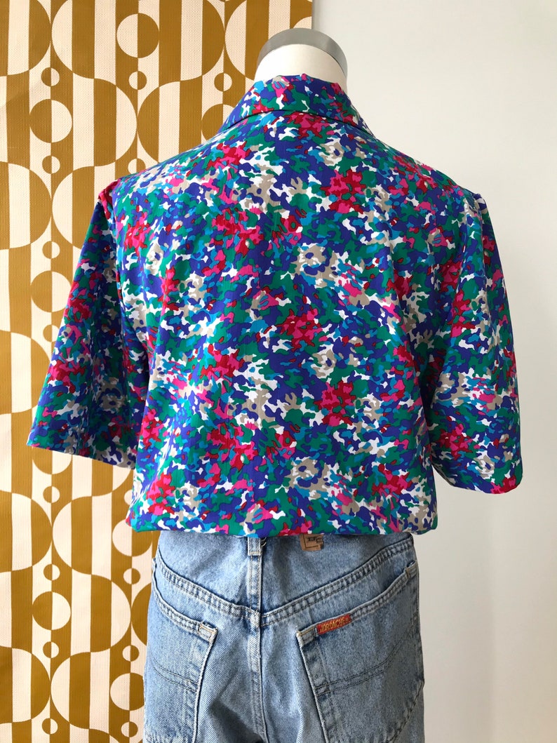 Vintage Bright Camo Print Blouse