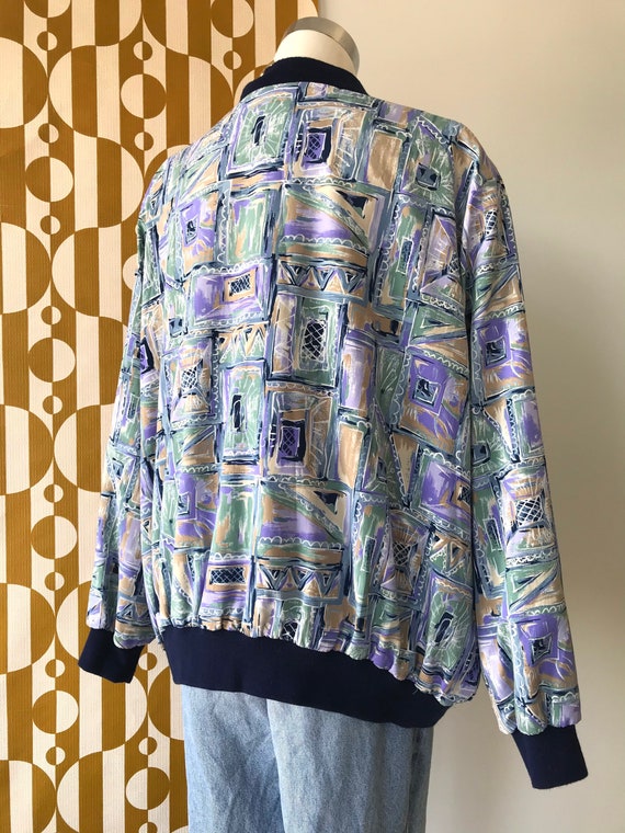 Vintage Patterned Silky Bomber - image 8