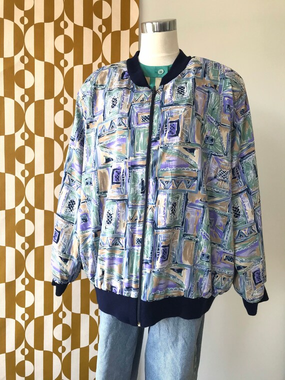 Vintage Patterned Silky Bomber - image 3