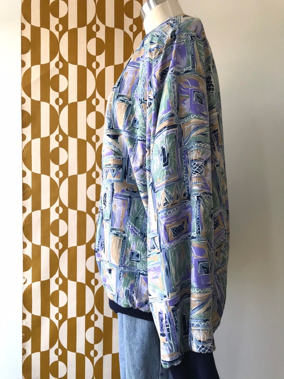 Vintage Patterned Silky Bomber - image 9