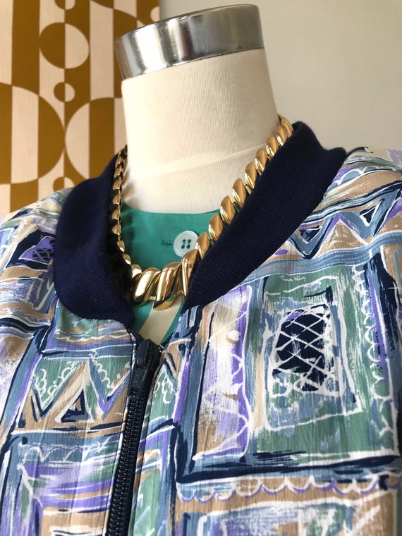 Vintage Patterned Silky Bomber - image 4