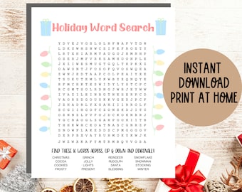 Christmas Word Search, Printable Christmas Game For Kids, PDF Digital Download