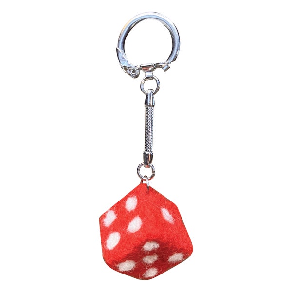 Needle Felted  Dice Keychain