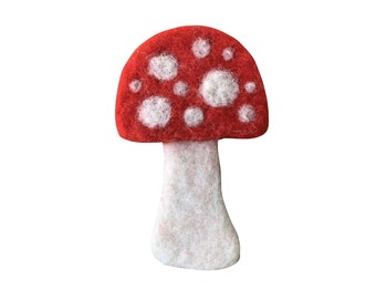 Locally Sourced Vermont Wool Needle Felted Wool Toad Stool Handmade Mushroom Magnet