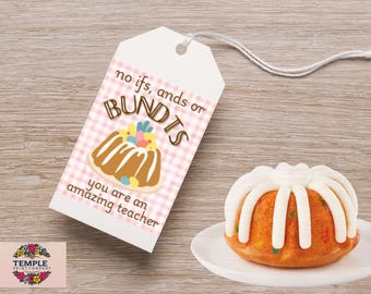 Teacher Appreciation Week Tag, Printable Thank You Gift Tags for Teachers, Instant Download Template, Bundt cake