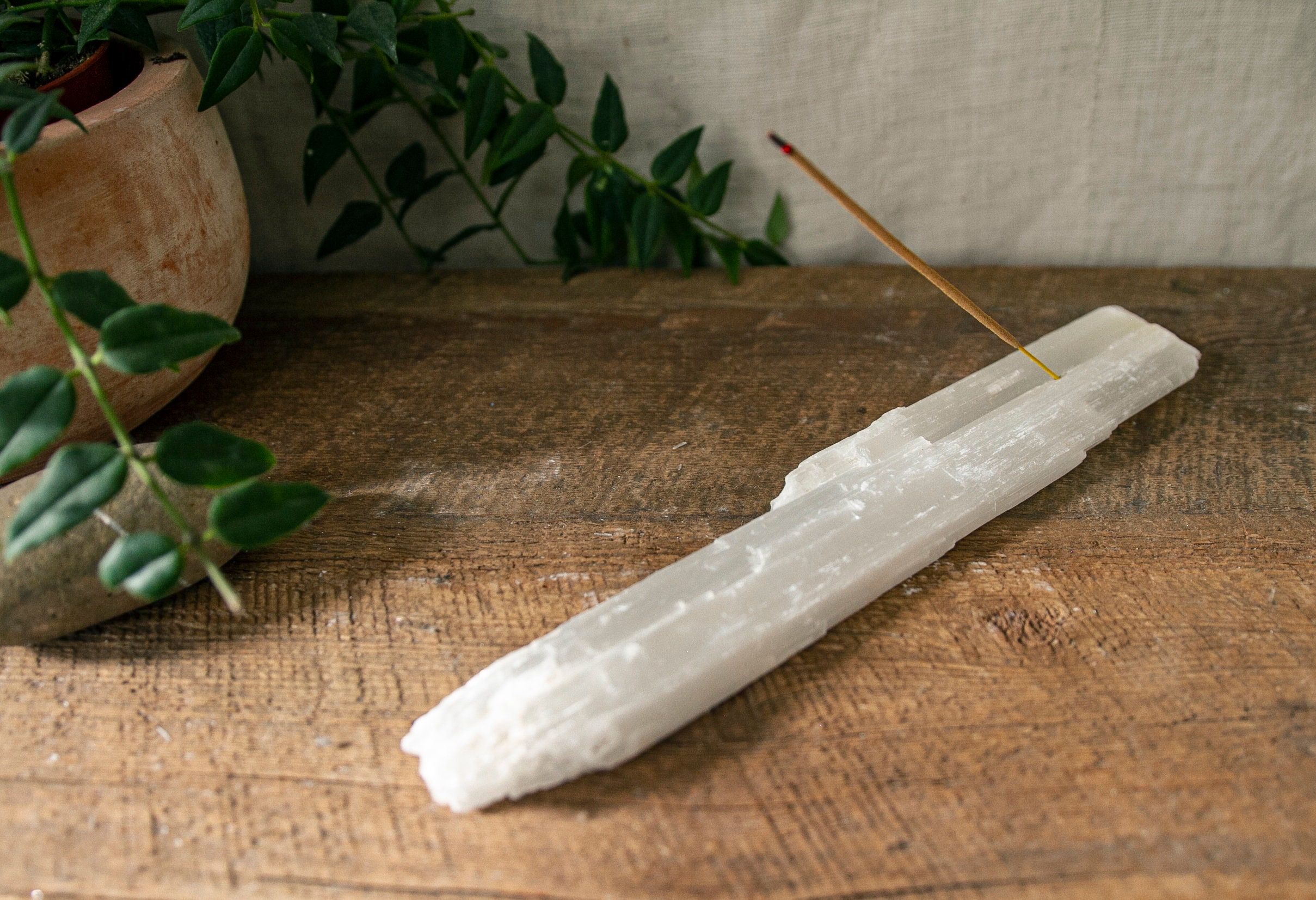 Selenite Incense Holder Unique Meditation Crystal Healing Etsy
