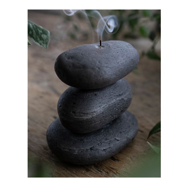 Cairn Candle #3 - All Natural Beeswax - Rock Stack - Decorative -