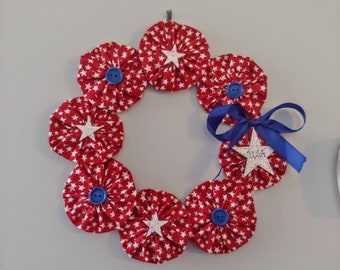 10-inch Patriotic Wreath, Memorial Day Wreath, Red, White, and Blue Wreath, Patriotic Porch Wreath