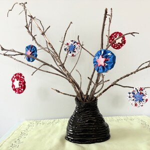 Patriotic Mini Yo-Yo Ornaments: Mini USA Tree Decor, Set of 6