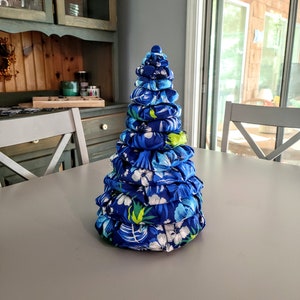 Tropical Fabric Tree Centerpiece: Blue Floral Beach Decor