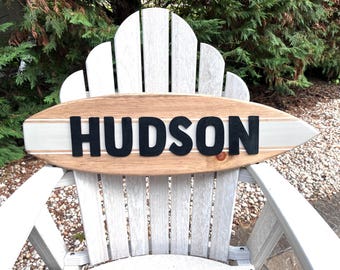 Custom Surfboard Wood Sign, Coastal Nursery Decor