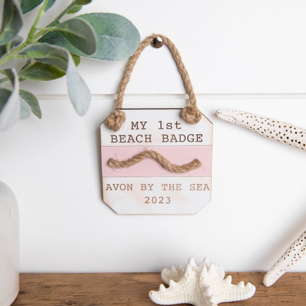 Beach badge Mini Sign, Jersey Shore Art, Nursery Decor, Coastal Nursery Decor, New Jersey Baby, Beach Badge art, Jersey Girl, Jersey baby