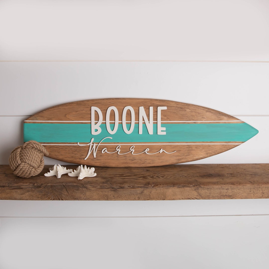 Surfboard Wood Sign, Surfboard Wall Art, Coastal Wood Sign, Nursery