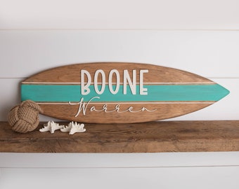 Surfboard wood sign, Surfboard wall art, coastal wood sign, Nursery decor, Custom Surfboard sign, Surfing sign, Coastal wood sign