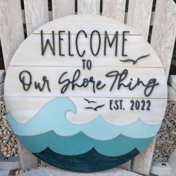 Letrero personalizado con el nombre de la familia / Decoración de tablones para casa de playa
