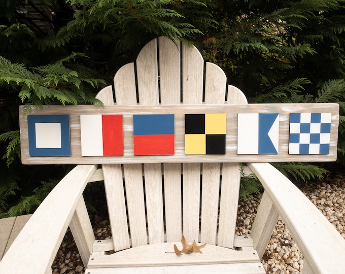 Custom Nautical Flag Sign, Coastal Decor, Personalized Name Sign