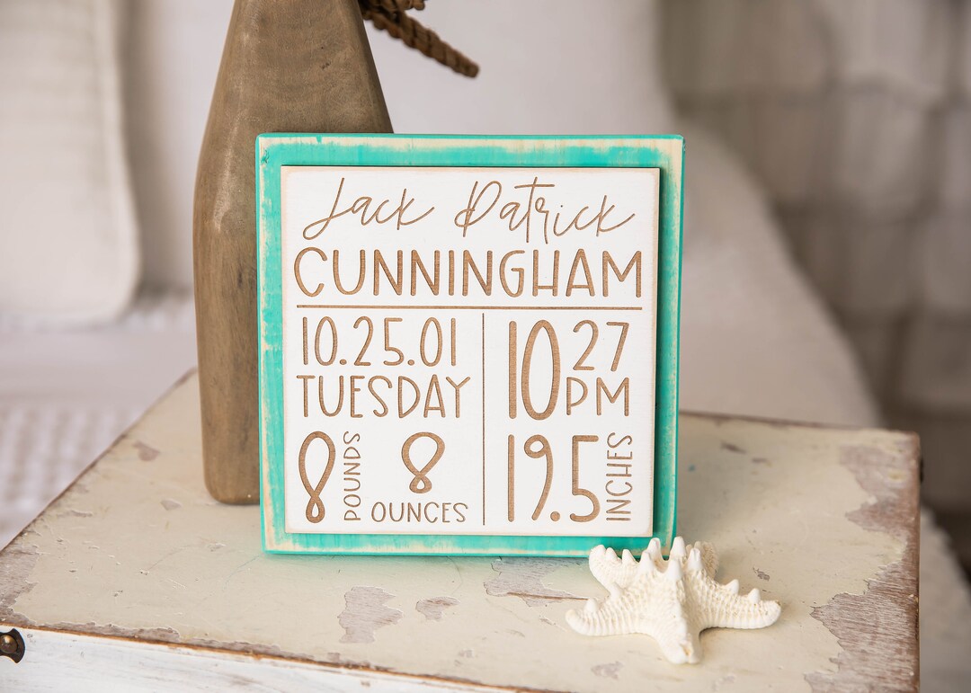 Birth Announcement Wood Sign, Custom Birth Announcement Sign, Birth Gift, New Baby Gift, Nursery