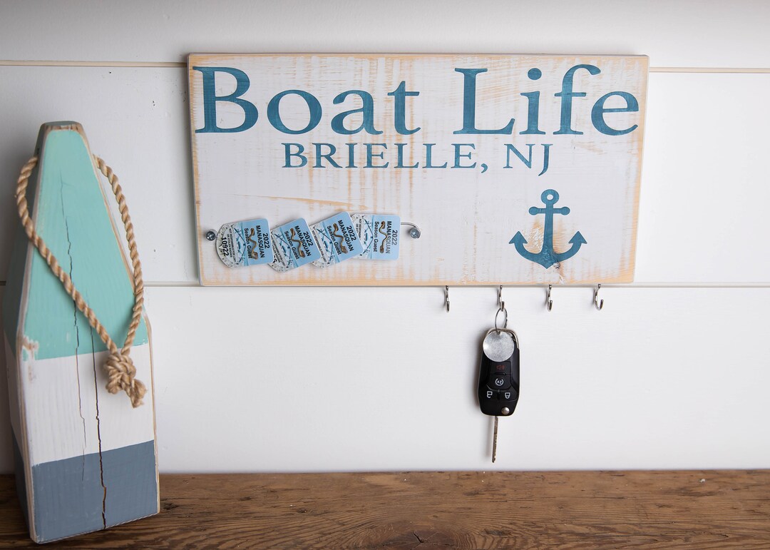 Beach Key Rack New Jersey Beach Badge Key Holder, Personalized Entryway Organizer - Etsy