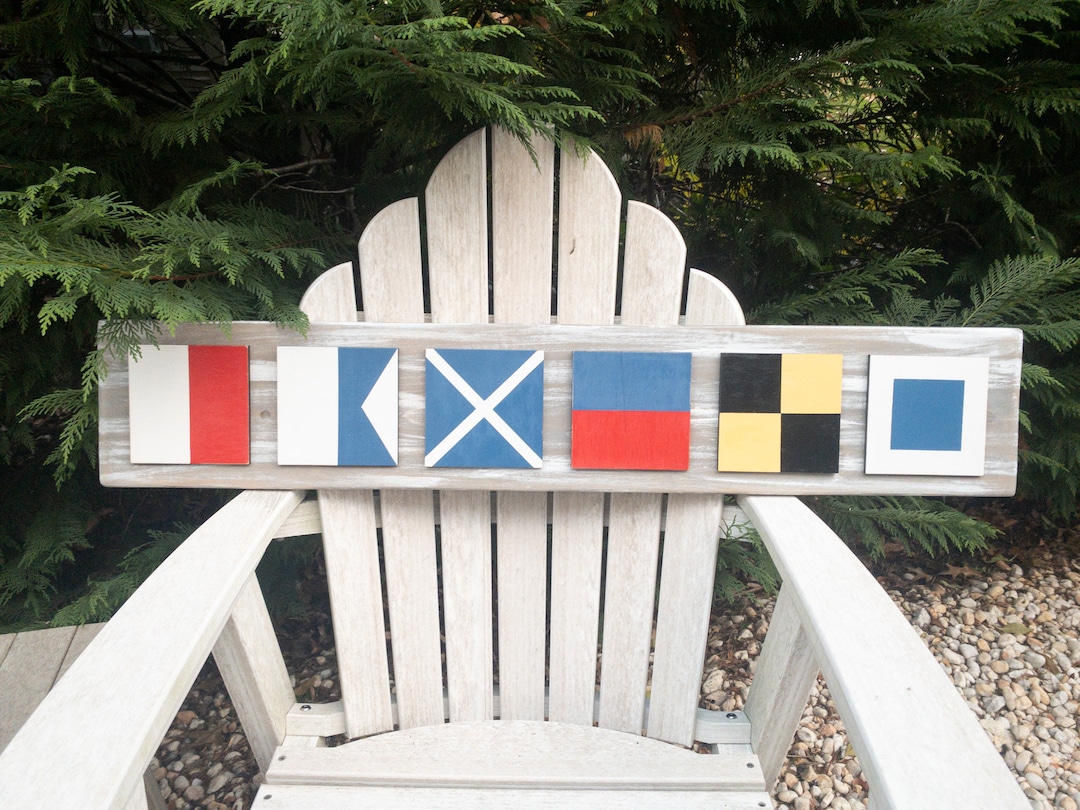 Custom Nautical Flag Sign, Nautical Wall Decor, Personalized Wooden