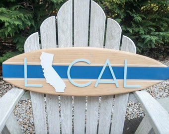 Custom Wood Surfboard Sign, Coastal Nursery Decor