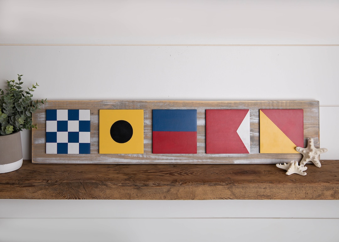 Custom Nautical Flag Sign, Nautical Wall Decor, Personalized Wooden