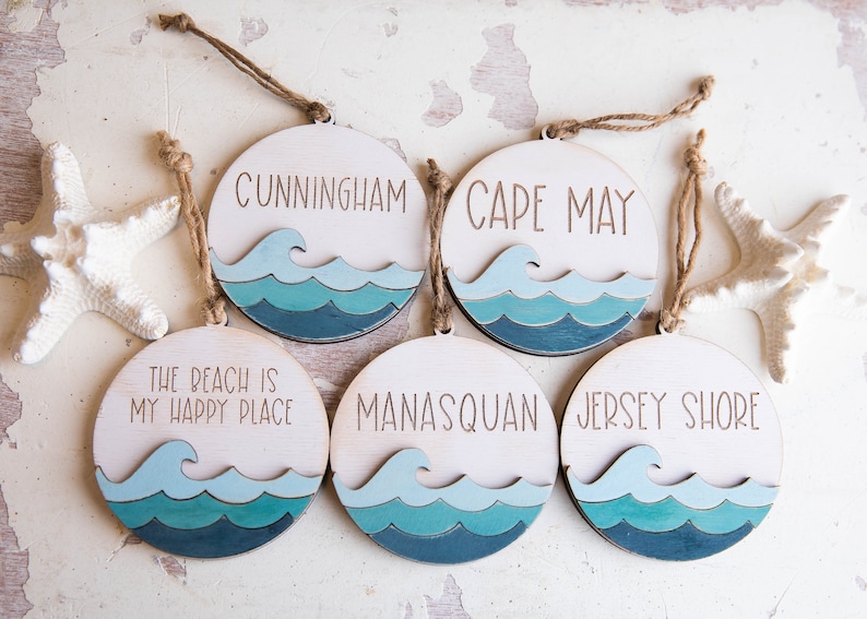 Personalized Coastal Christmas Ornament, 3D Wave, Beach Decor