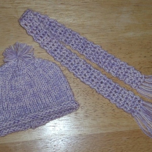 Hat & Scarf Set for American Girl doll, 18&quot; doll, Purple and Pink Blended Yarn, Very Soft!