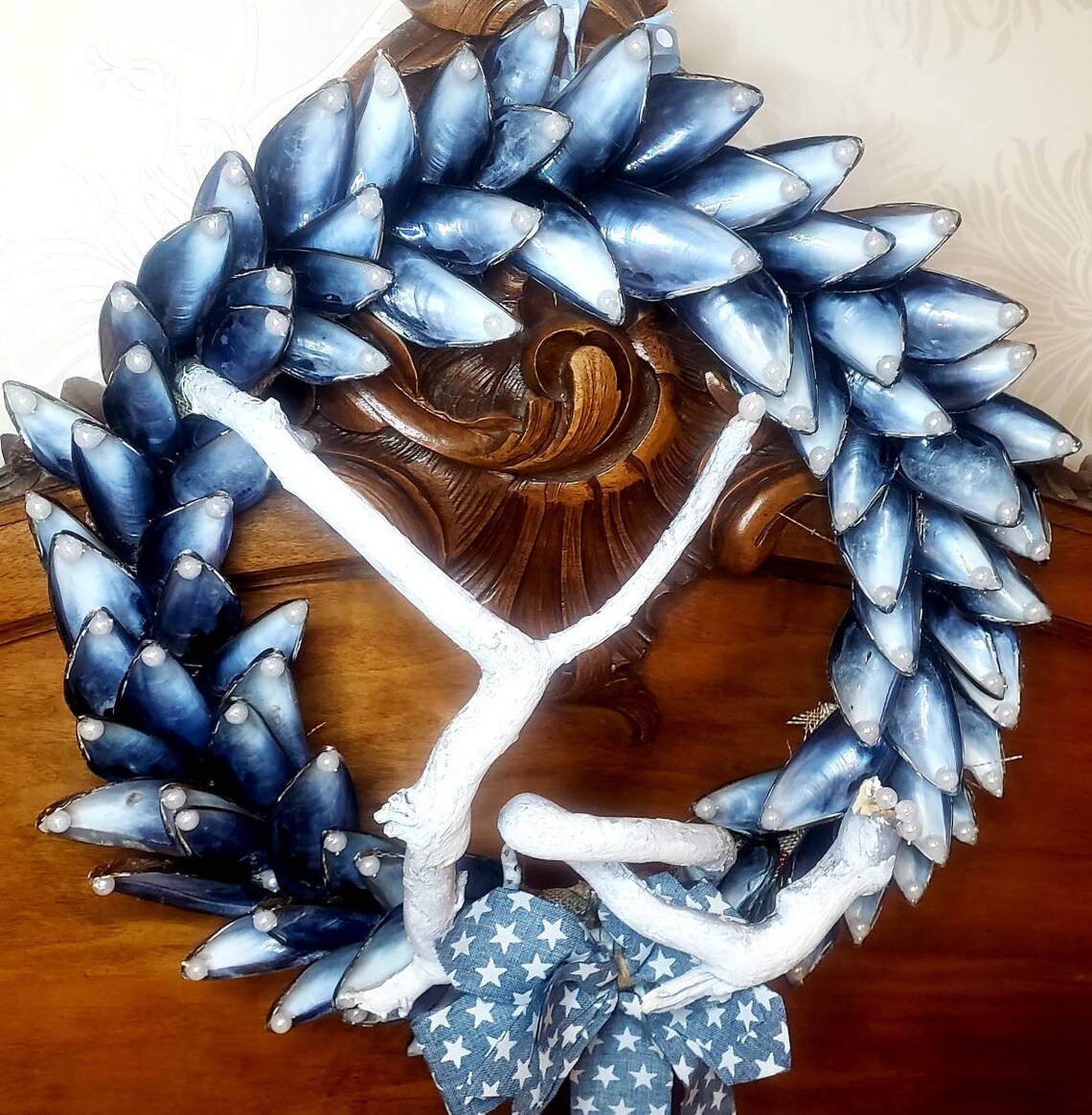 Sea Shell Wreath Wreaths for Front Door Mussel Wreathmussel | Etsy
