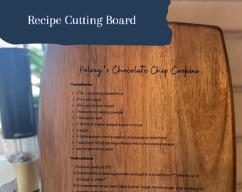 Personalized Recipe Cutting Board Wedding Gift, Charcuterie Board, Unique Valentines Day Gift, Bridal Shower, Engraved Engagement Present