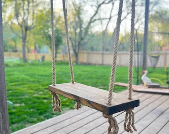 Handmade Rustic Tree Swing | Porch Swing | Outdoor kitchen/Bar Swing |Top Seller | Outdoor decor | Spring Decor | Wood Swing with Rope|