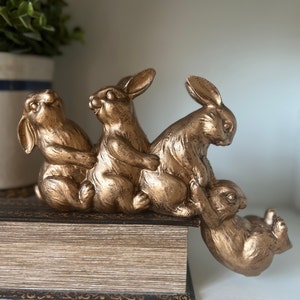 Antiqued Gold Bunny Shelf Sitter